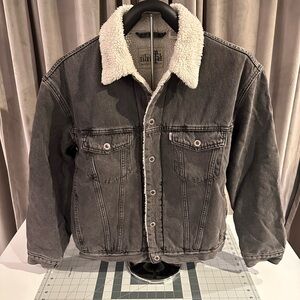 Levi's Silver Tab Gray Denim Jacket with Sherpa Collar